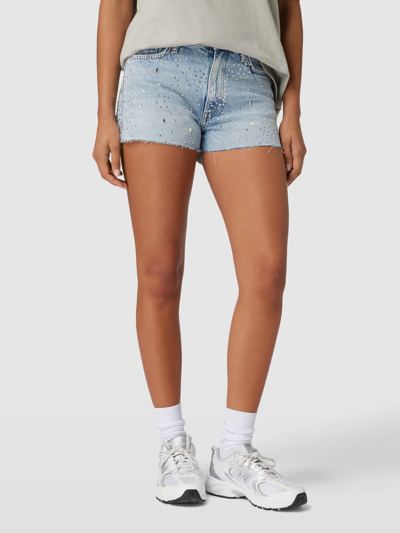 Jeansshorts mit Strasssteinbesatz in bleu