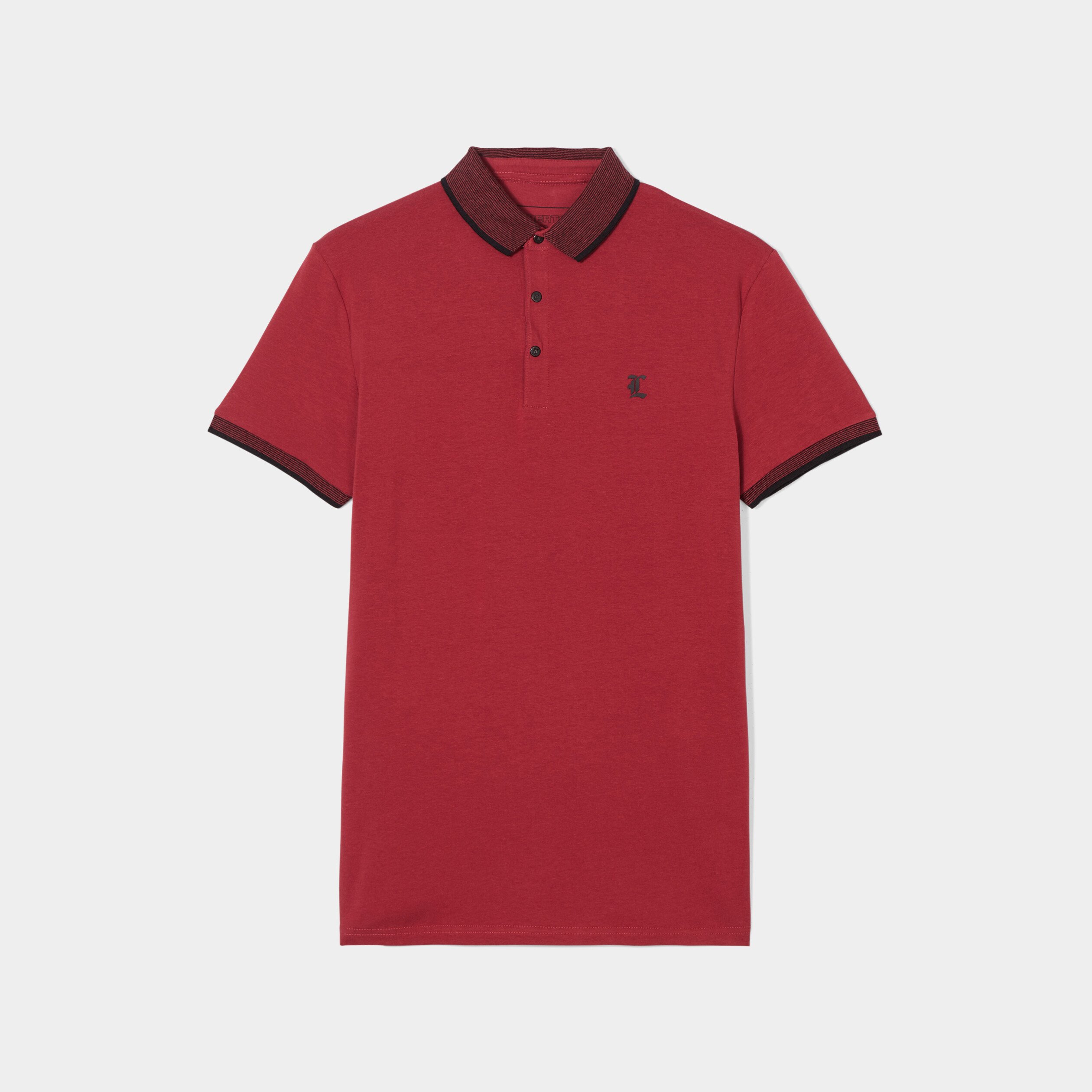 Polo ajusté manches courtes bordeaux homme | La Halle