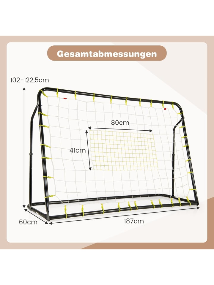 COSTWAY 2 in 1 Fußballtor & Rebounder in Schwarz günstig kaufen onesize