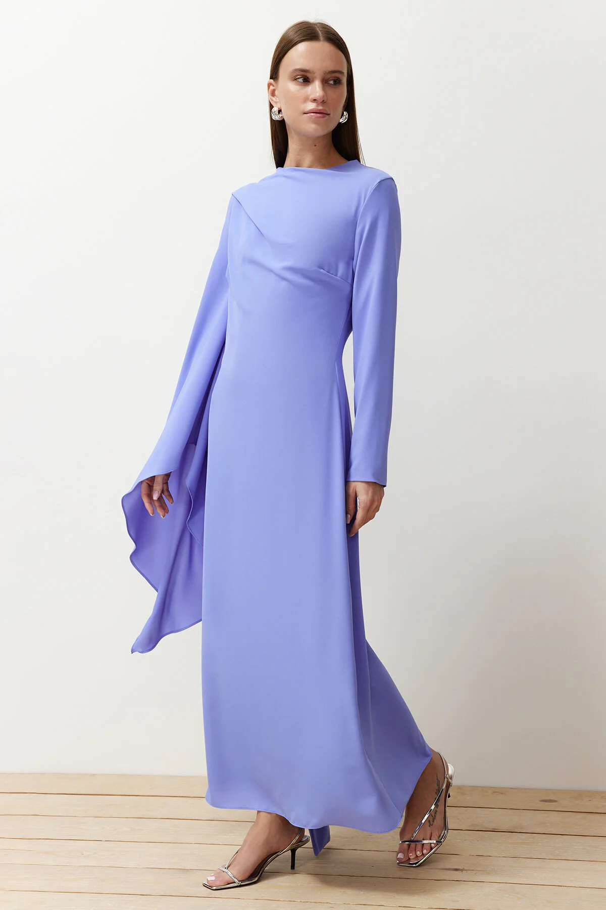 Trendyol Modest  Lila Abendkleid mit Schaldetail - TCTSS24DB00036