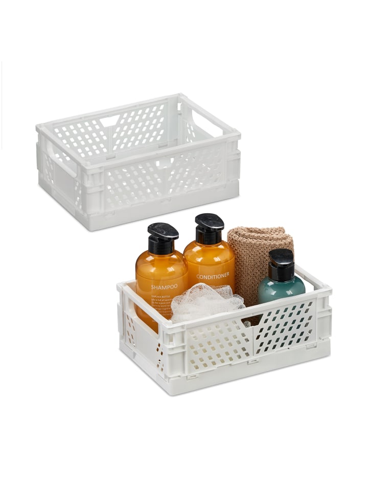 relaxdays 2 x Klappbox in Weiß - (B)25 x (H)10 x (T)16,5 cm günstig kaufen onesize