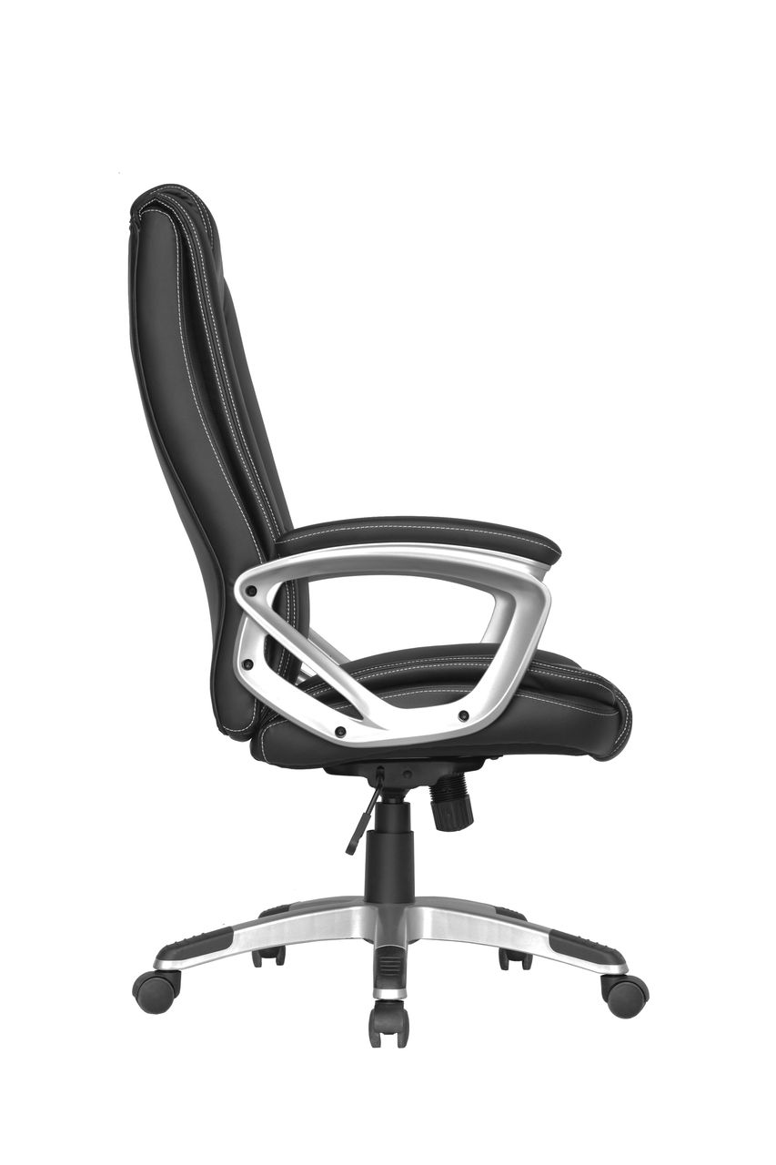 byLiving DEREK-XXL Chefsessel, Kunststoff silberfarben, Kunstleder schwarz