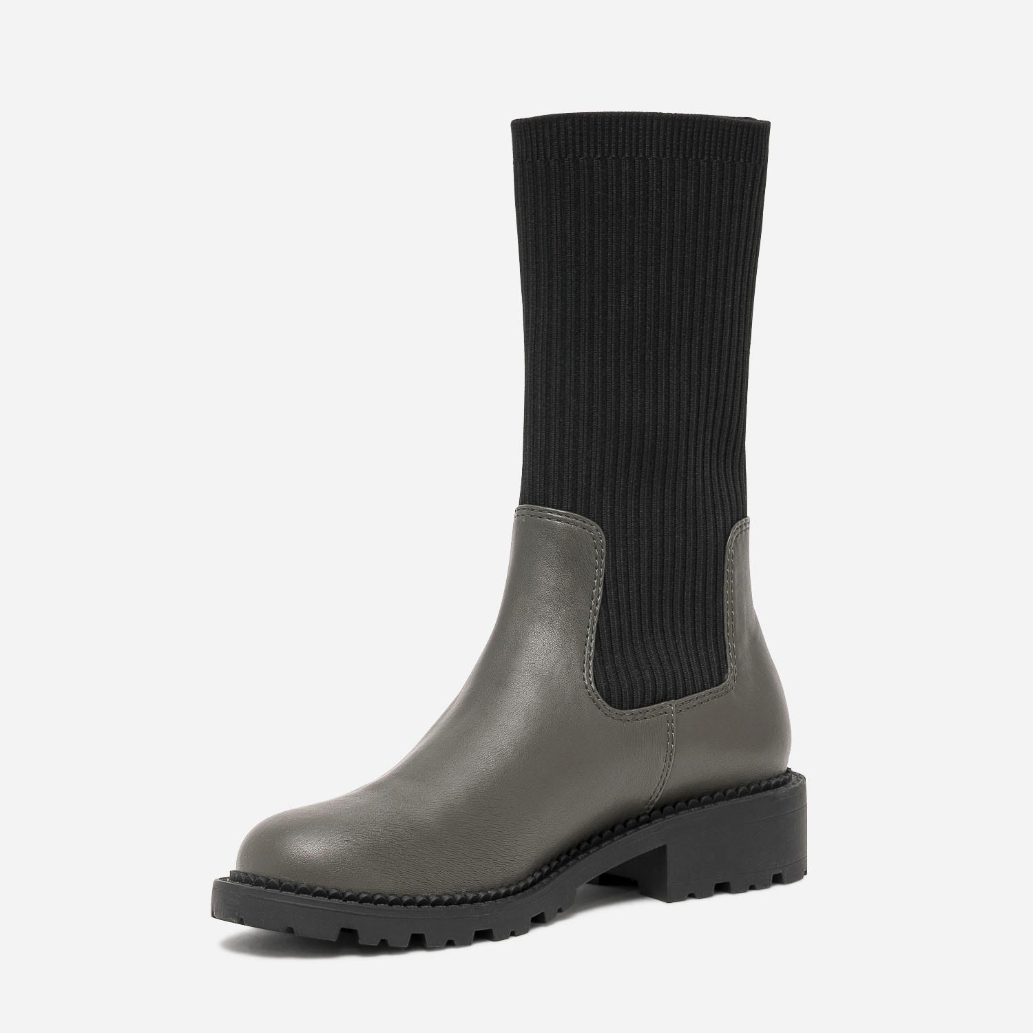 Chelsea boots TEXTO kaki à tige-chaussette noire