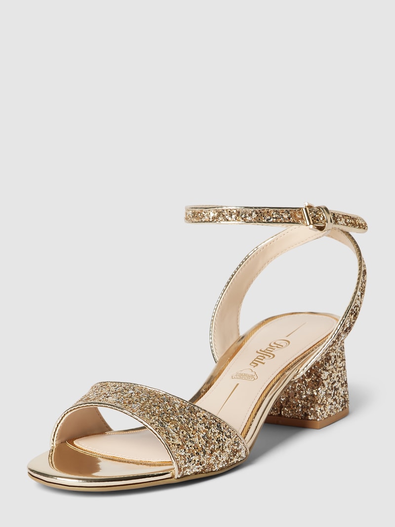 Sandaletten mit Paillettenbesatz in gold