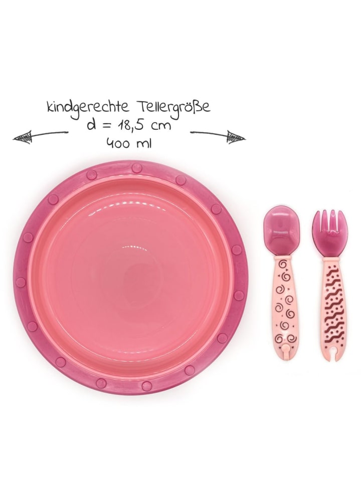 NUK 4-tlg. Set für unterwegs inkl. Babyteller mit Besteck in rosa günstig kaufen onesize