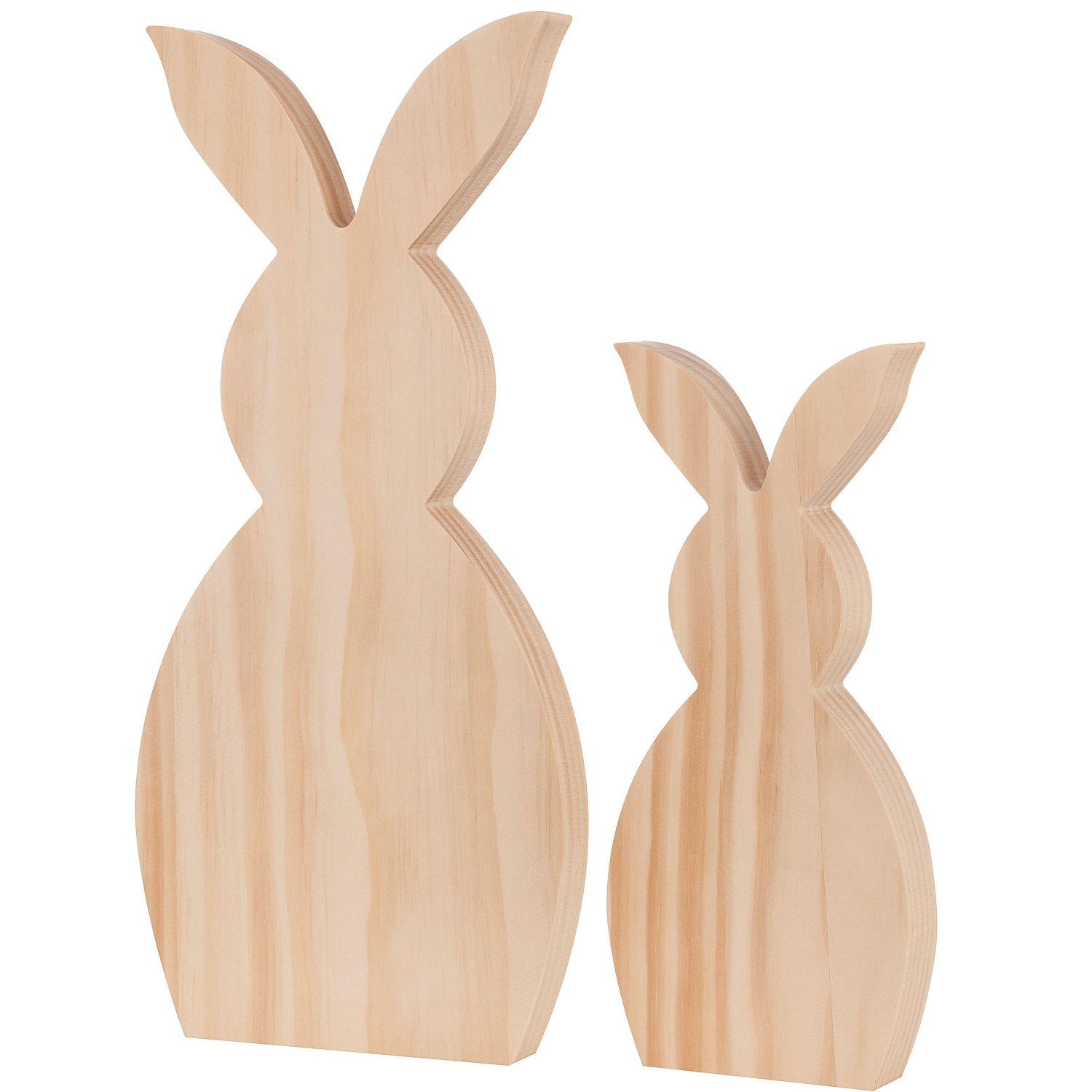Hasen aus Holz, 35 cm und 25 cm hoch, 2 Stück