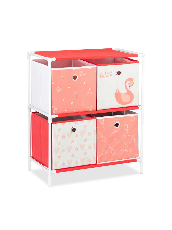 relaxdays Kinderregal Schwan in Weiß/Rot - (B)53 x (H)62 x (T)30 cm günstig kaufen onesize