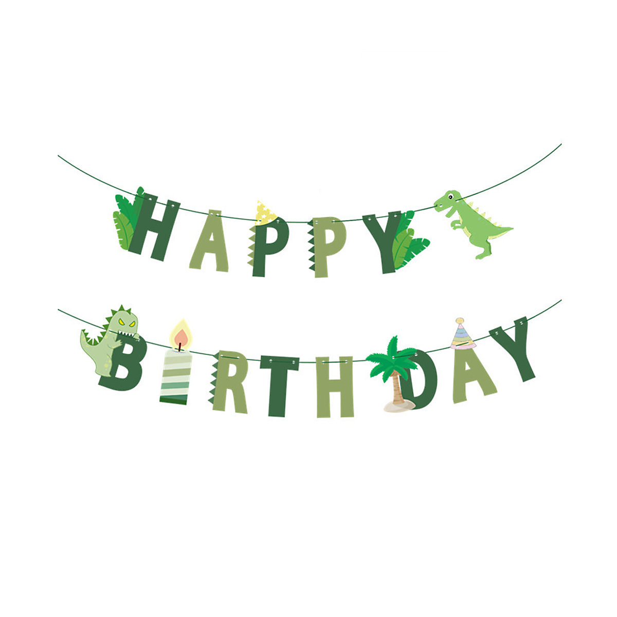 Happy Birthday Banner Girlande Dinosaurier Partydeko für Kinder