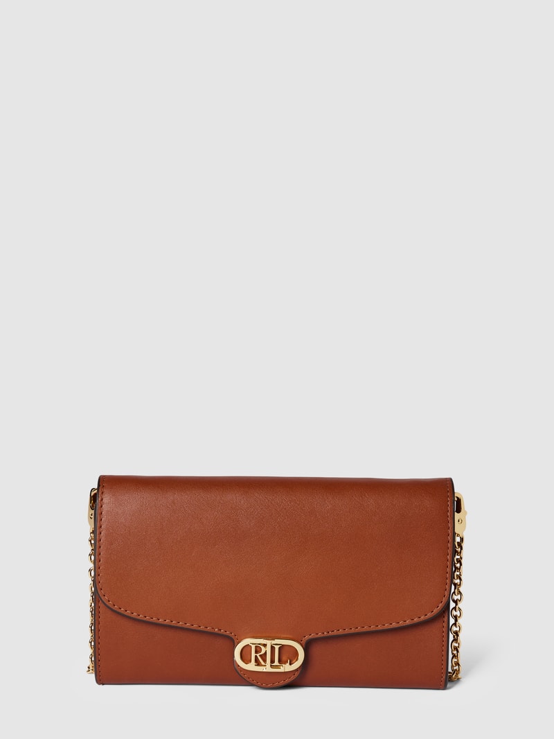 Crossbody Bag mit Label-Applikation Modell 'ADAIR' in cognac