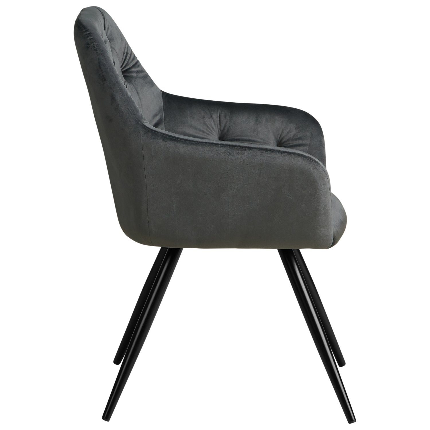 Homestyle4u Esszimmerstuhl Stuhl 6er Set Wohnzimmerstühle Grau Samt Esszimmer (6er Set)
