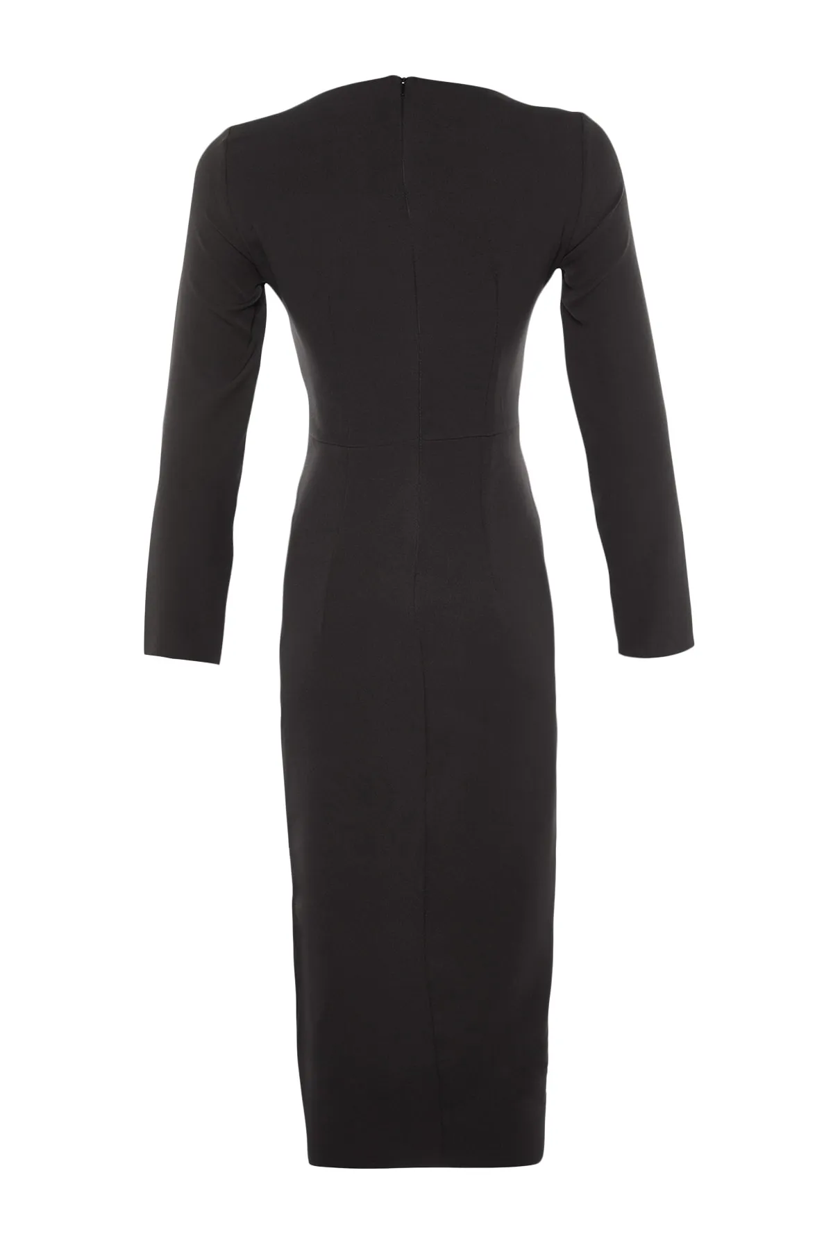 Trendyol Collection  Schwarzes gestricktes Webkleid mit Knöpfen TWOAW23EL00912