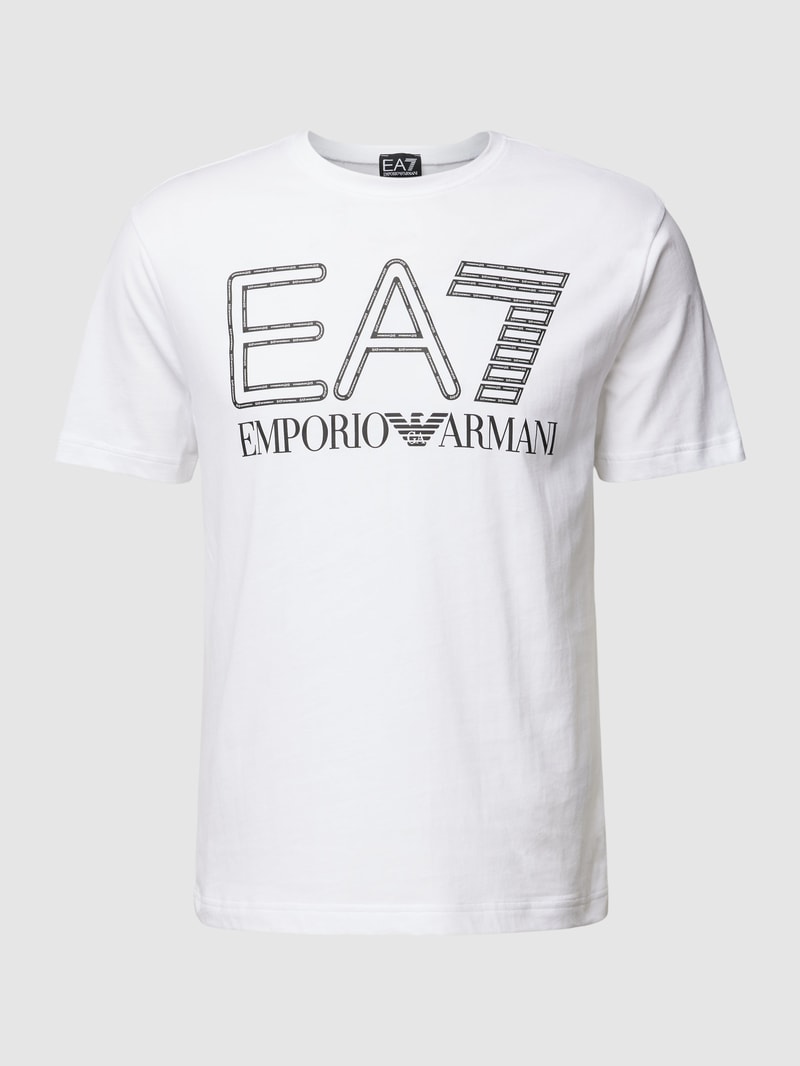 T-Shirt mit Label-Print in weiß
