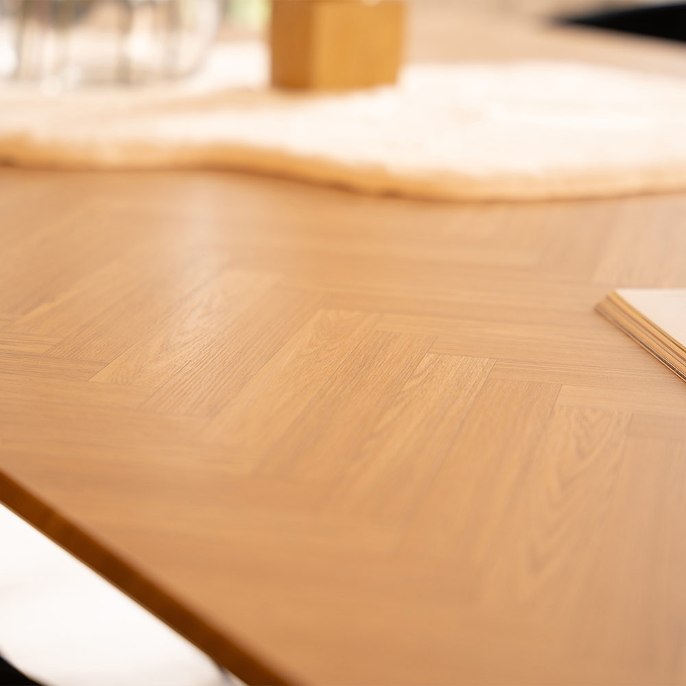 Home Deluxe HOME DELUXE Esstisch Eckig AVENCIA inkl. Sternfuß - 200 x 120 cm Fishbone Oak