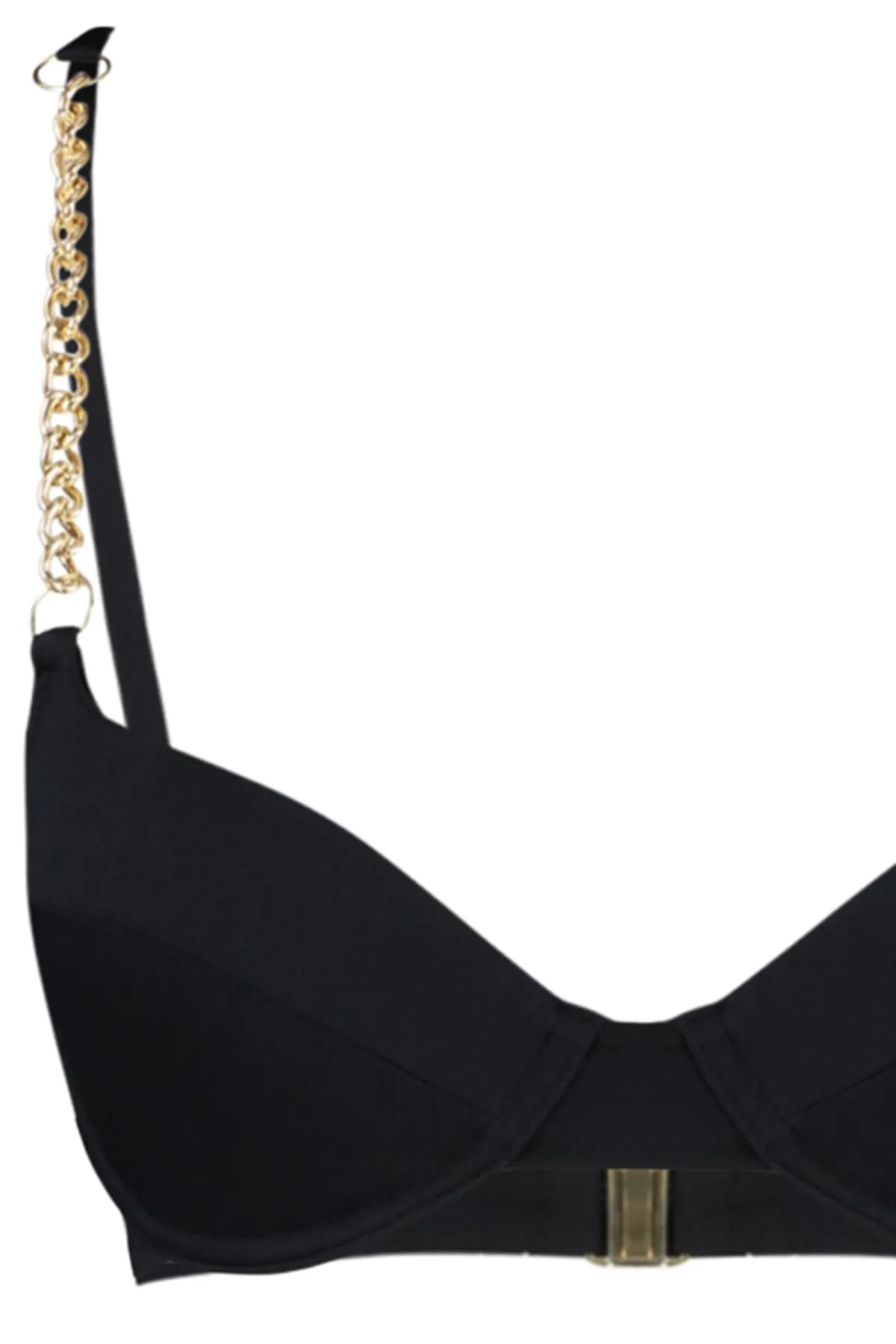 Trendyol Collection  Schwarzes Balconette-Bikinioberteil mit Kettenzubehör TBESS22BU0047