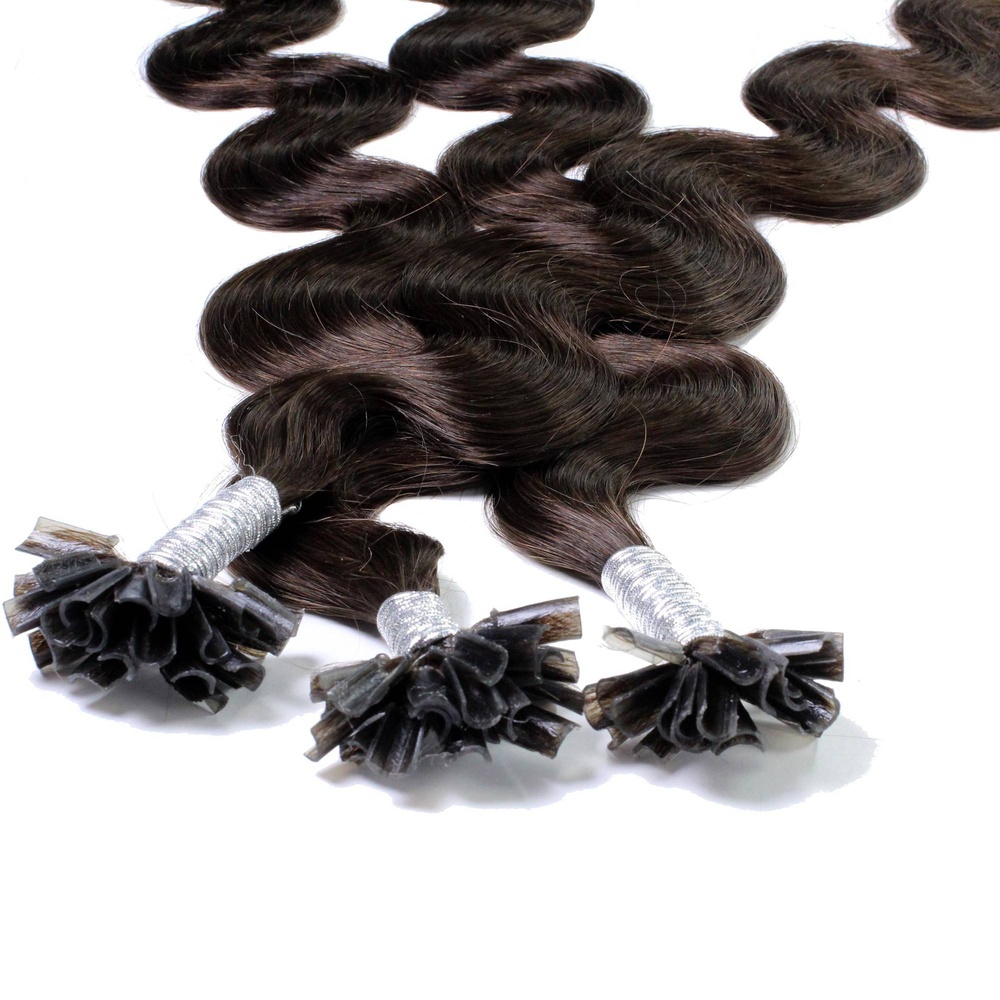 hair2heart Extensions à chaud bonding cheveux naturels #2 Marron foncé 1g extensions