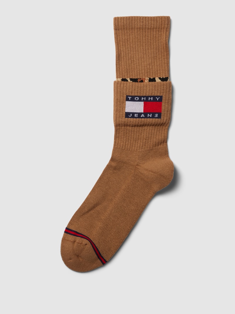 Socken mit Label-Details Modell 'Fold' in camel