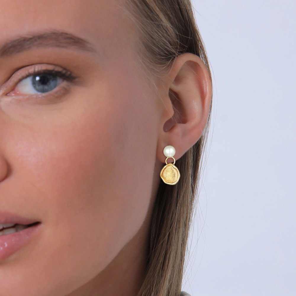 Elli PREMIUM Elli PREMIUM Boucles d'Oreilles Femmes Pendentif d'oreilles Organic Coin avec per Boucles d'oreilles