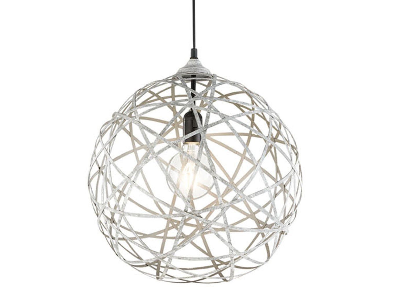 meineWunschleuchte LED Pendelleuchte, LED wechselbar, Warmweiß, ausgefallene Designer-lampen für Esstisch Treppenhaus Kugel Grau Ø40cm