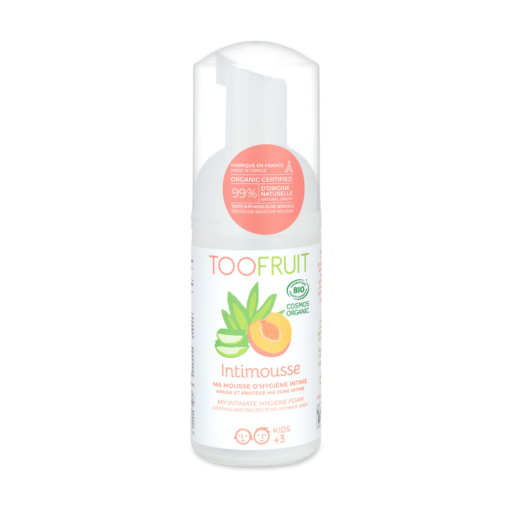 toofruit Intimousse, eau moussante pour la zone intime BIO  Pêche - Aloe vera Eau moussante pour la zone intime