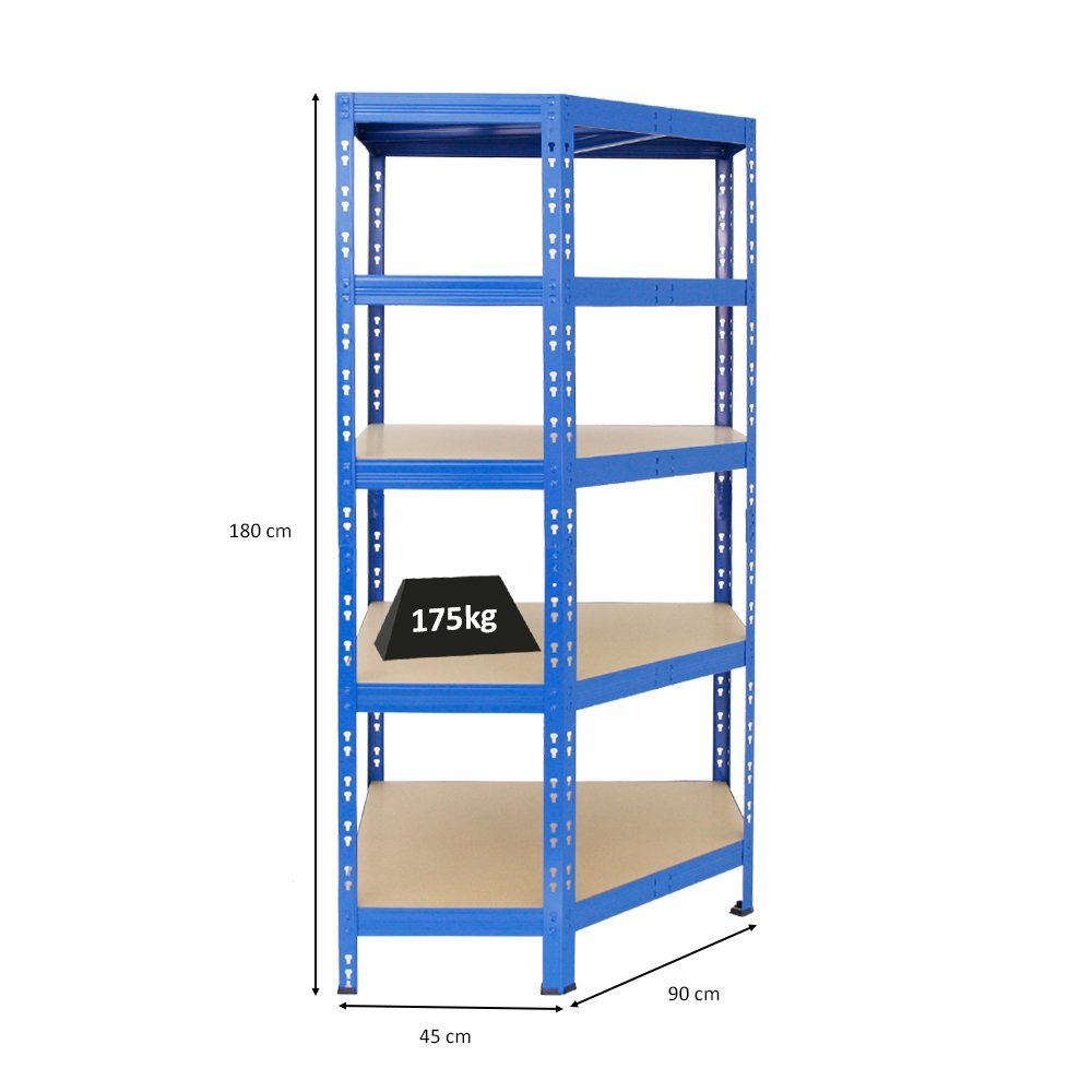 PROREGAL® Eckregal Eckregal Tiger HxBxT 180x90x45 cm, Fachlast 175kg, Schwarz