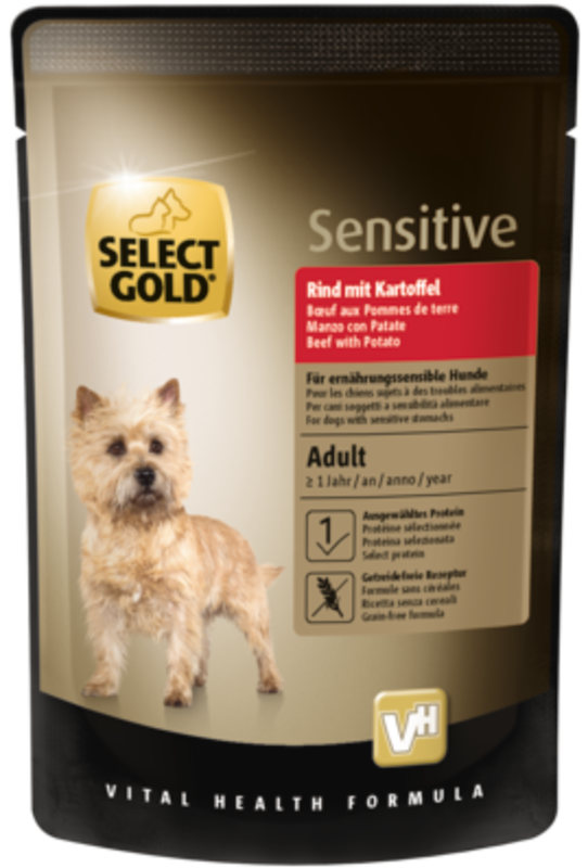 SELECT GOLD Hundenassfutter SELECT GOLD Sensitive Adult 12x100g Rind mit Kartoffel