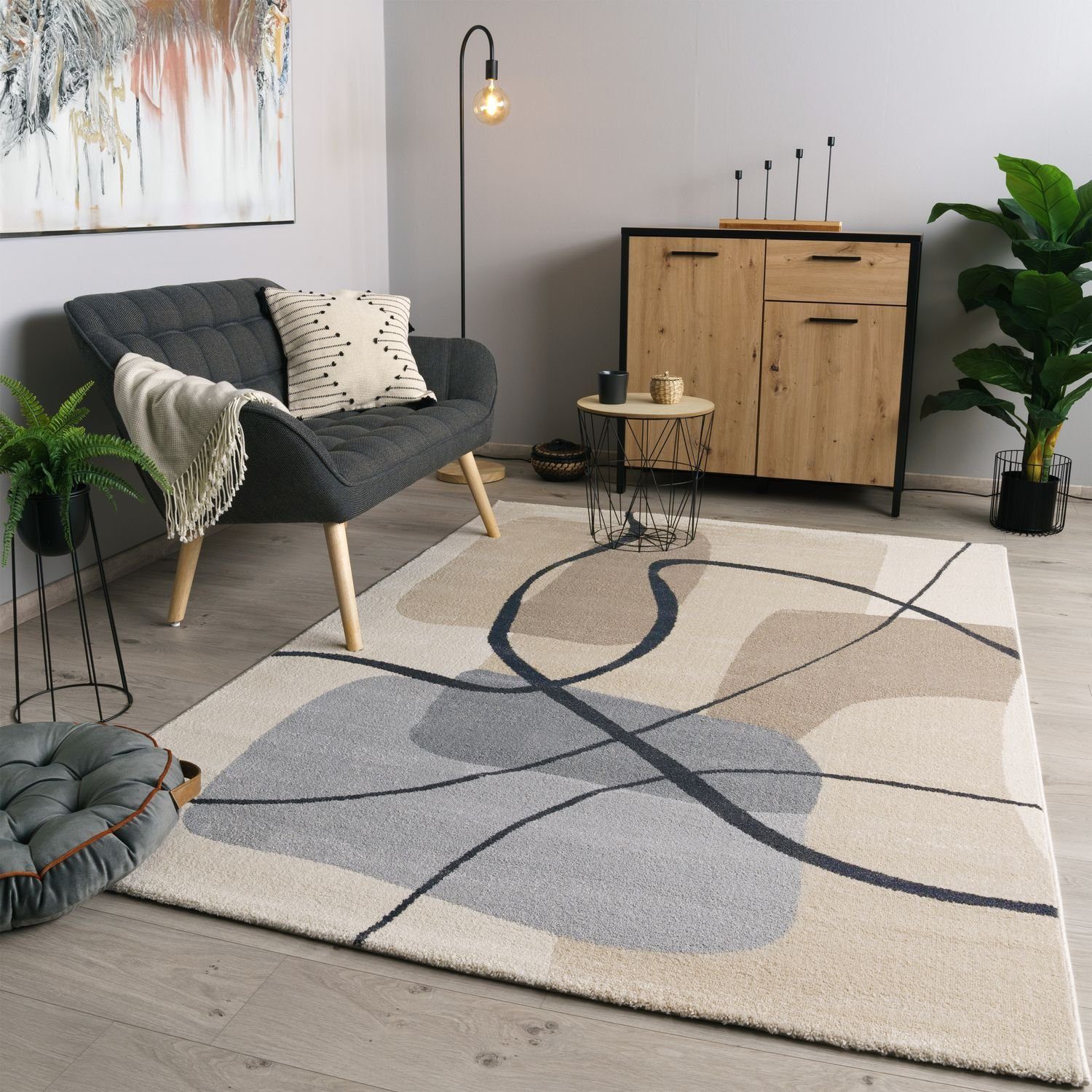Teppich Wohnzimmer Esszimmer Abstraktes Muster Geometrisch, TT Home, rechteckig, Höhe: 16 mm