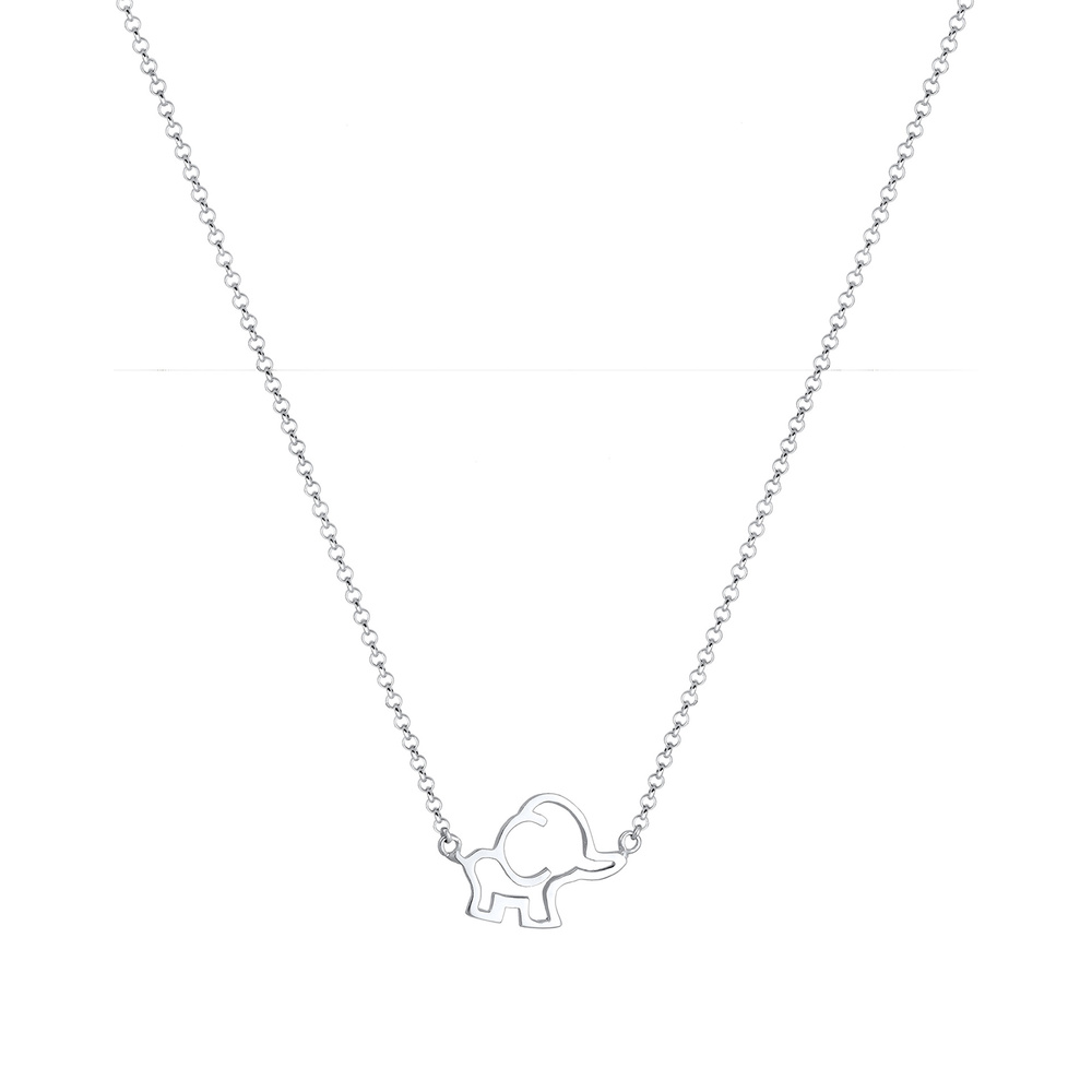 Elli Elli Collier Éléphant Collier Enfants - (925/1000) Argent collier
