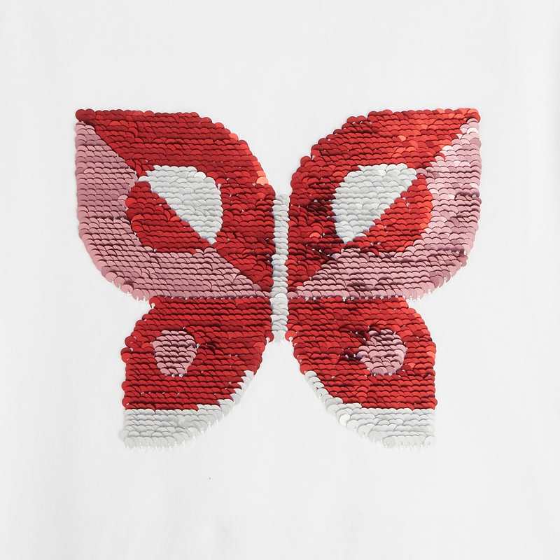 T-shirt à sequins magiques motif papillon bleu fille