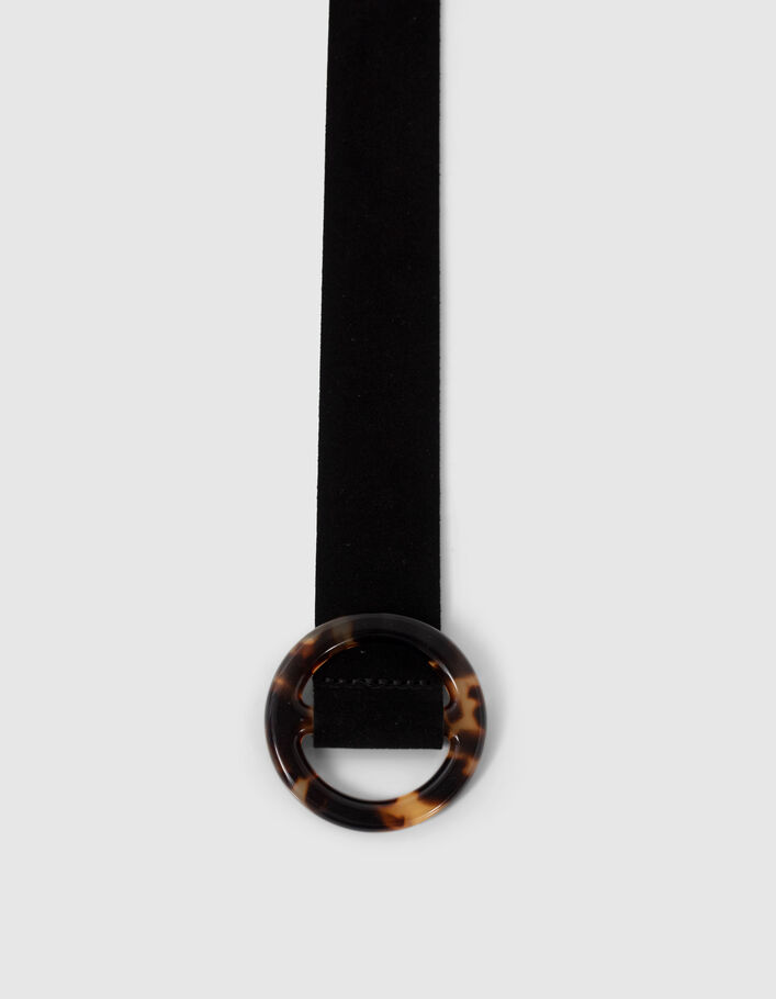 Ceinture noire cuir velours boucle façon écaille Femme
