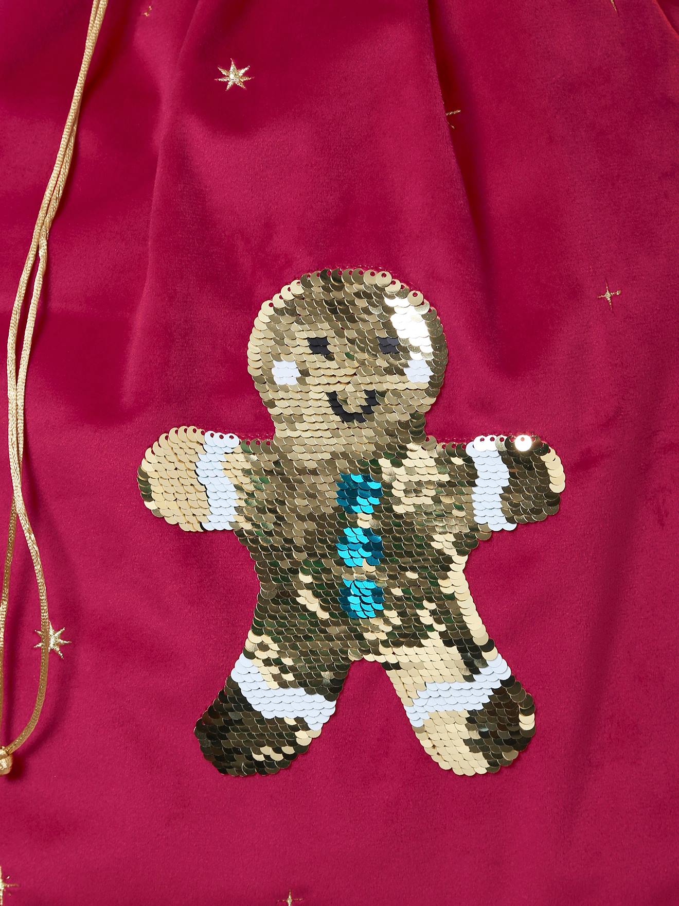 Sac à jouet pain d'épice sequins réversibles rouge