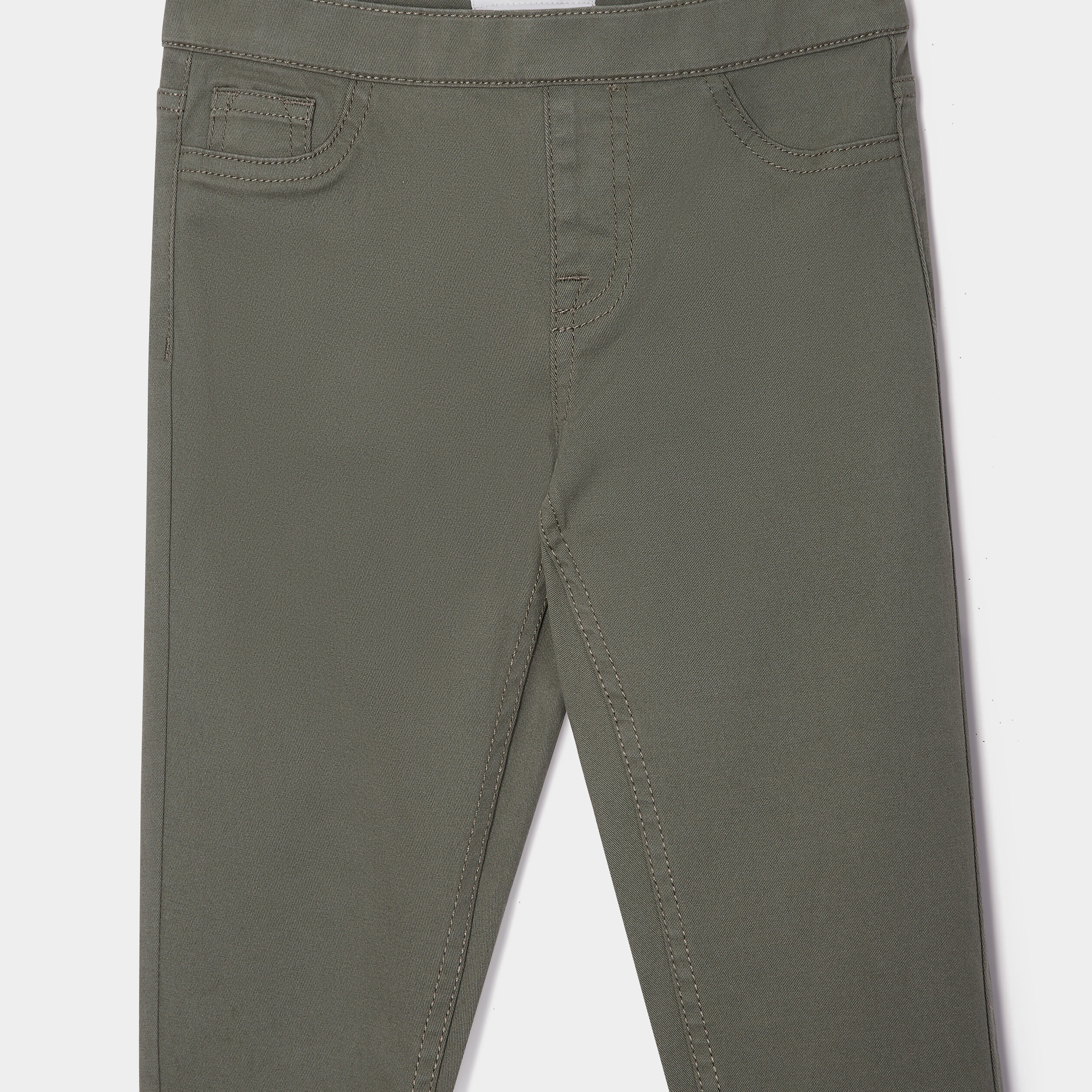 Pantalon tregging ajustable en coton vert kaki fille | La Halle