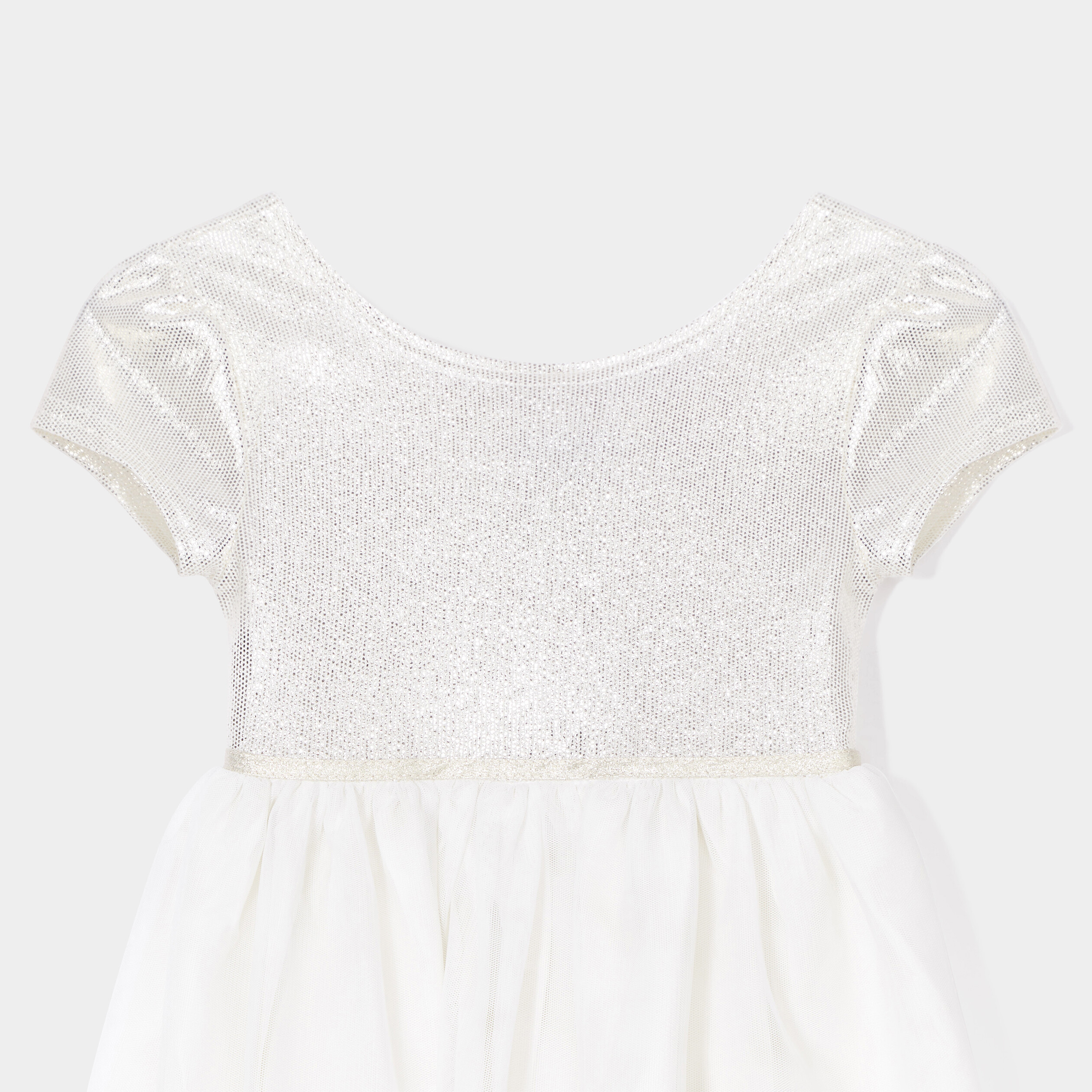 Robe patineuse courte à paillettes ecru fille | La Halle