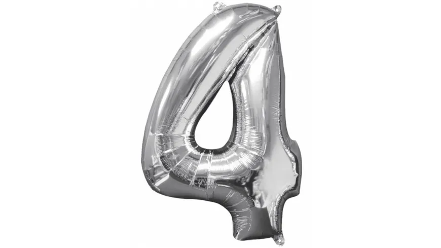 Amscan - Folienballon Zahl 4 silber 26