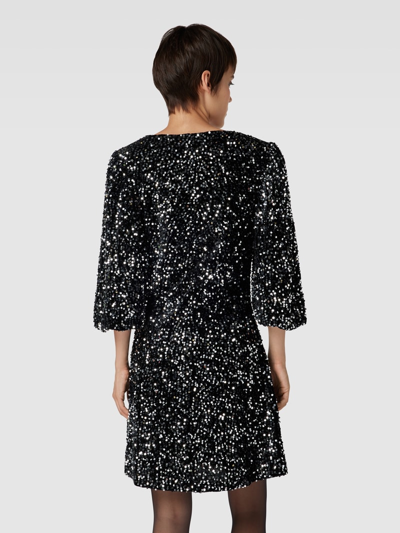 Minikleid mit Paillettenbesatz in schwarz