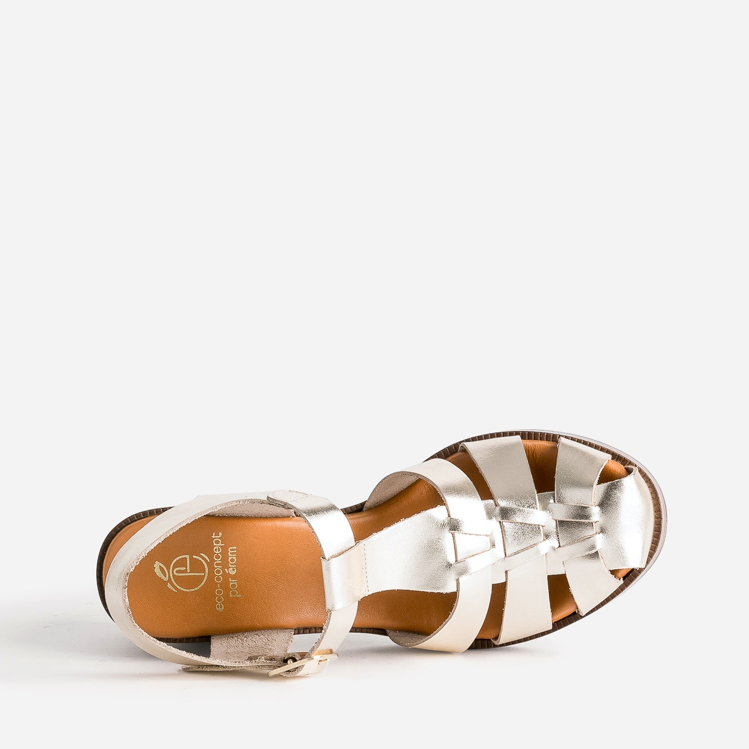 Sandale dorée éco-conçue en cuir