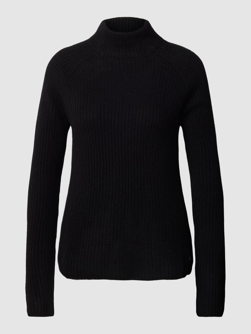 Rollkragenpullover aus Kaschmir mit Rippenstruktur in schwarz