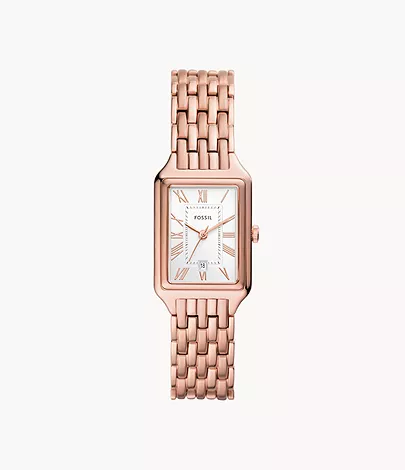 Fossil Uhr Raquel 3-Zeiger-Werk Datum Edelstahl roségoldfarben