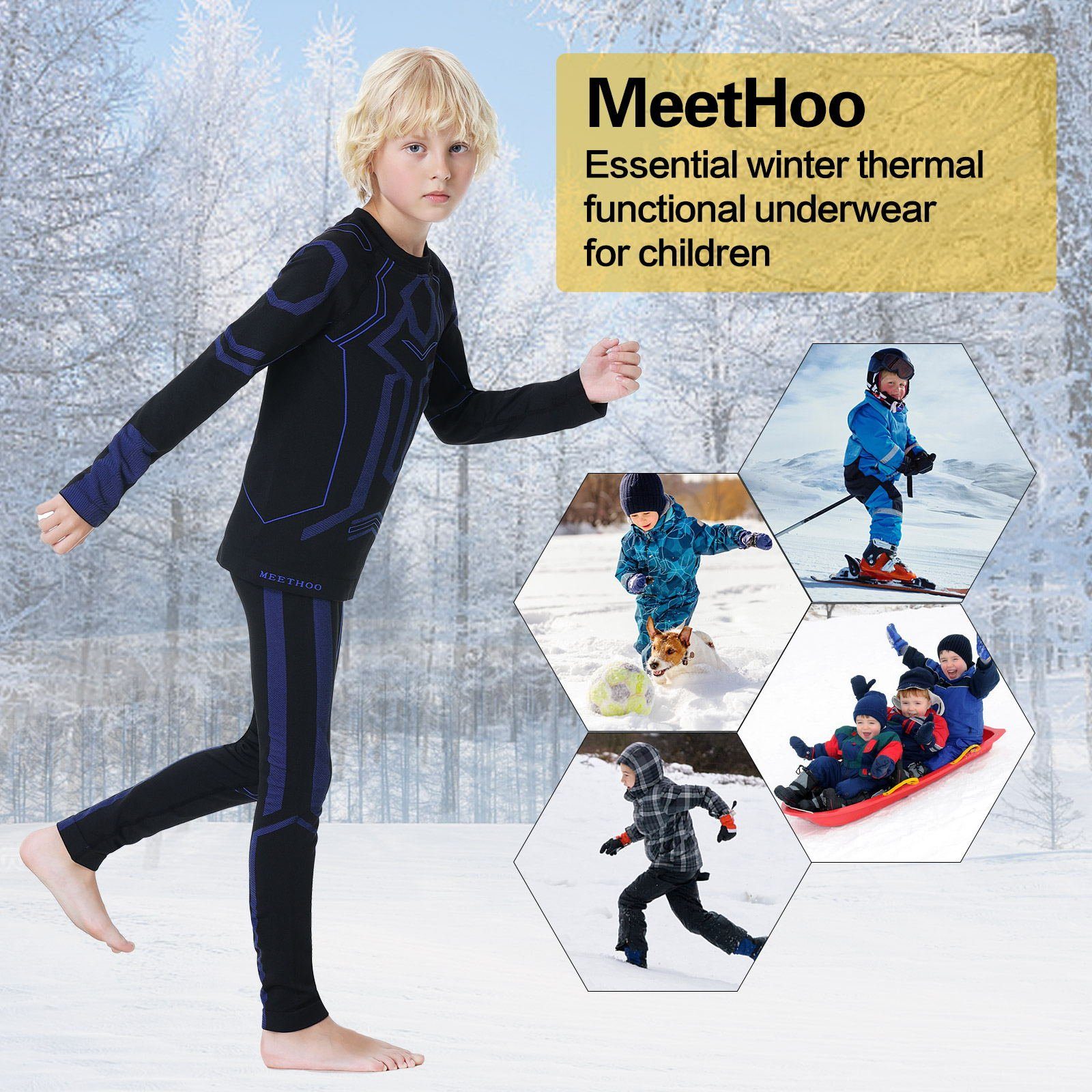 MEETYOO Thermounterhemd Kinder Funktionswäsche Thermounterwäsche Set (Unterhose Unterhemd, Basisschicht set 1 Stück / 2 Stück) Fleece Warm Atmungsaktiv