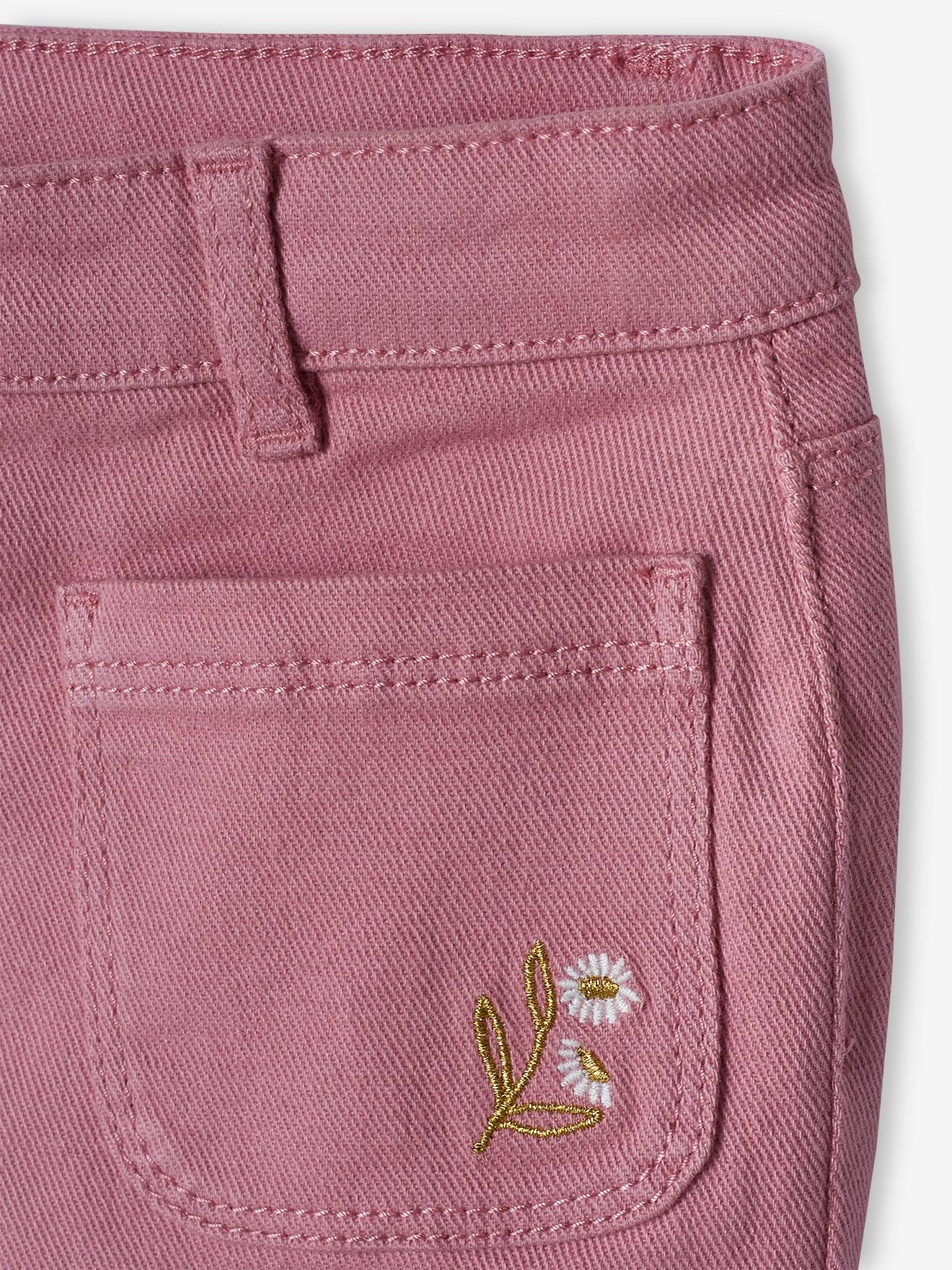 Vertbaudet Mädchen Shorts mit Glanzstickerei - moosgrün