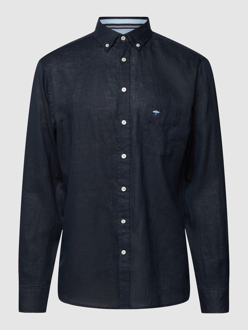 Freizeithemd mit Label-Detail in marineblau