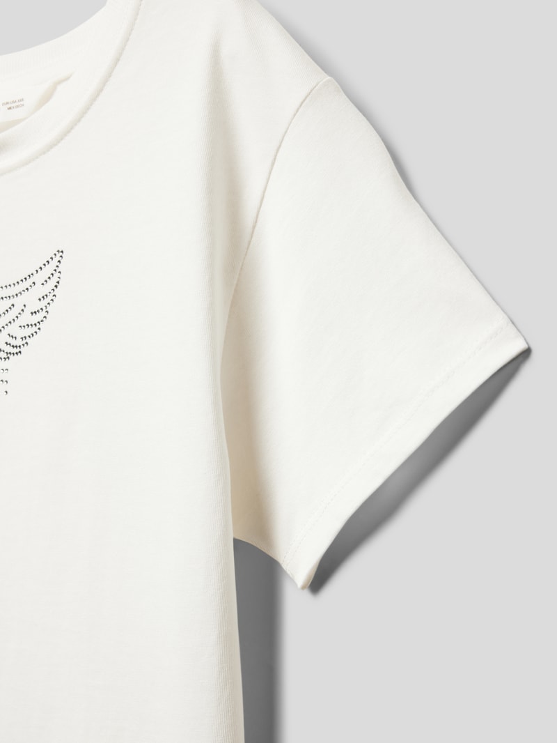 T-Shirt mit Ziersteinbesatz Modell 'marais' in ecru