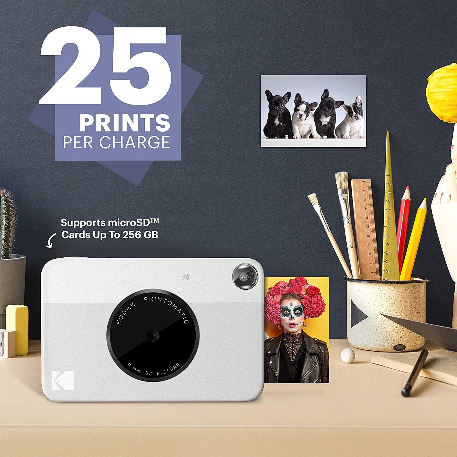Kodak Printomatic Sofortbildkamera (Vollfarbdrucke auf ZINK 2x3-Fotopapier mit Sticky-Back-Funktion)