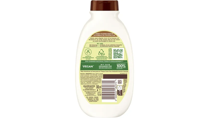 Garnier Wahre Schätze Shampoo Kokosmilch & Macadamia -  Intensivpflege ohne Silikone für ein geschmeidiges  Haargefühl 300 ml
