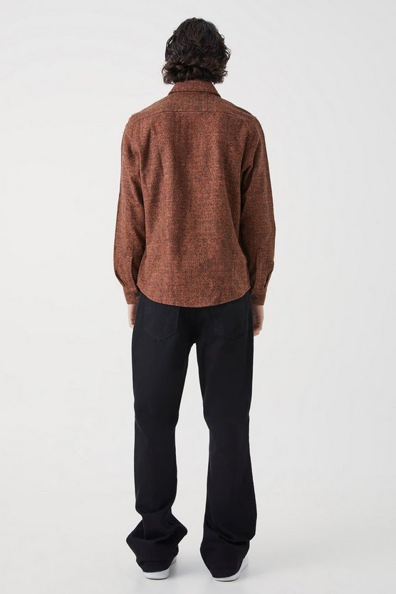 Overshirt in Wolloptik mit Knopfleiste