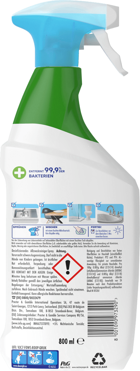 Allzweckreiniger Spray Antibakteriell, 800 ml