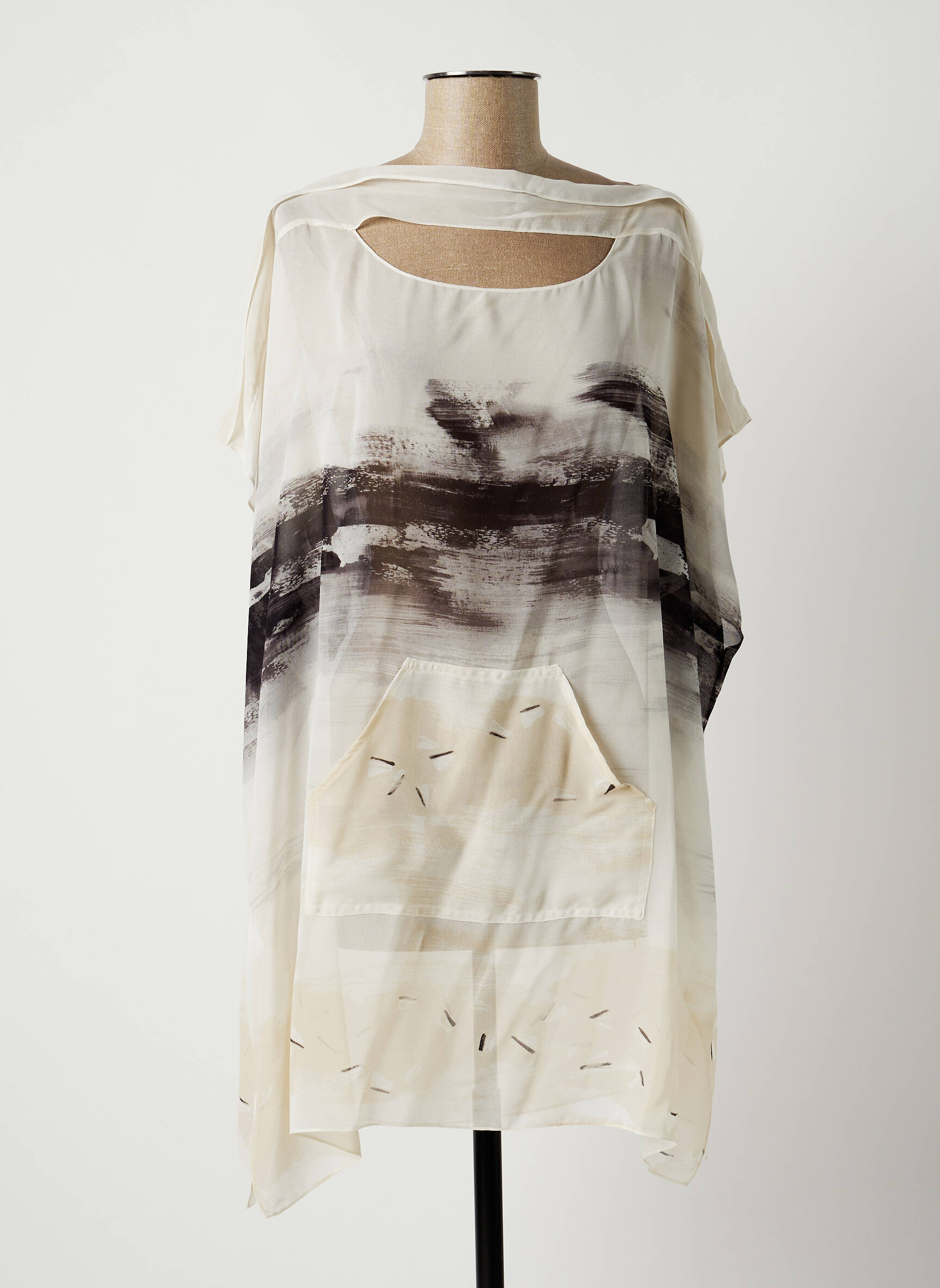 Lauren Vidal Tuniquemanchecourte Femme couleur beige