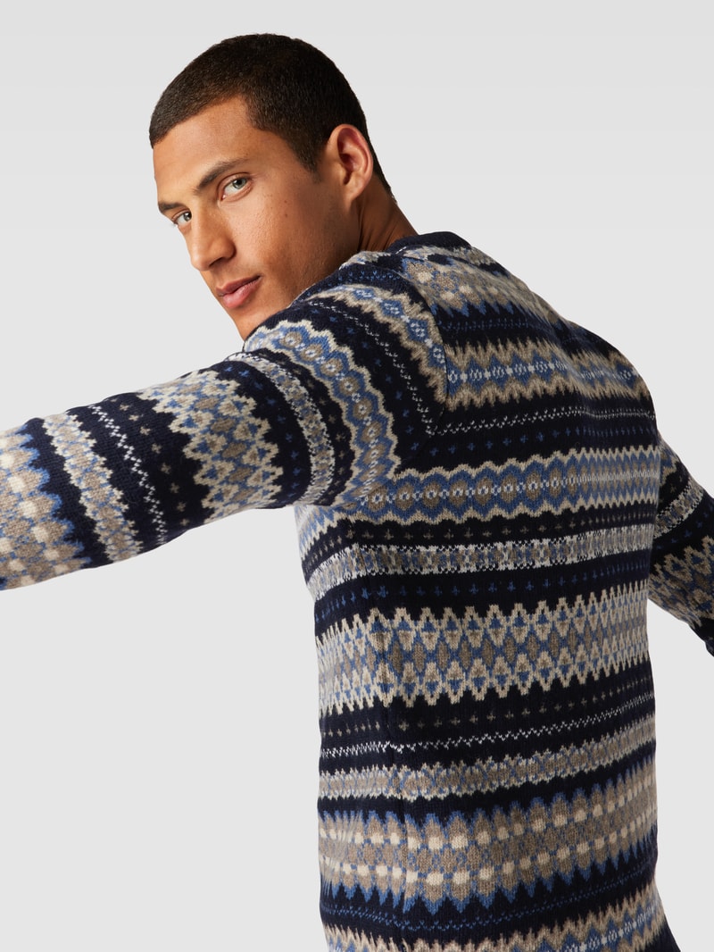 Strickpullover aus Wolle in marineblau