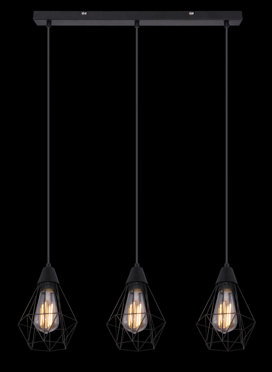 Globo Lighting - ISABELLA - Hängeleuchte Metall schwarz matt, 3x E27