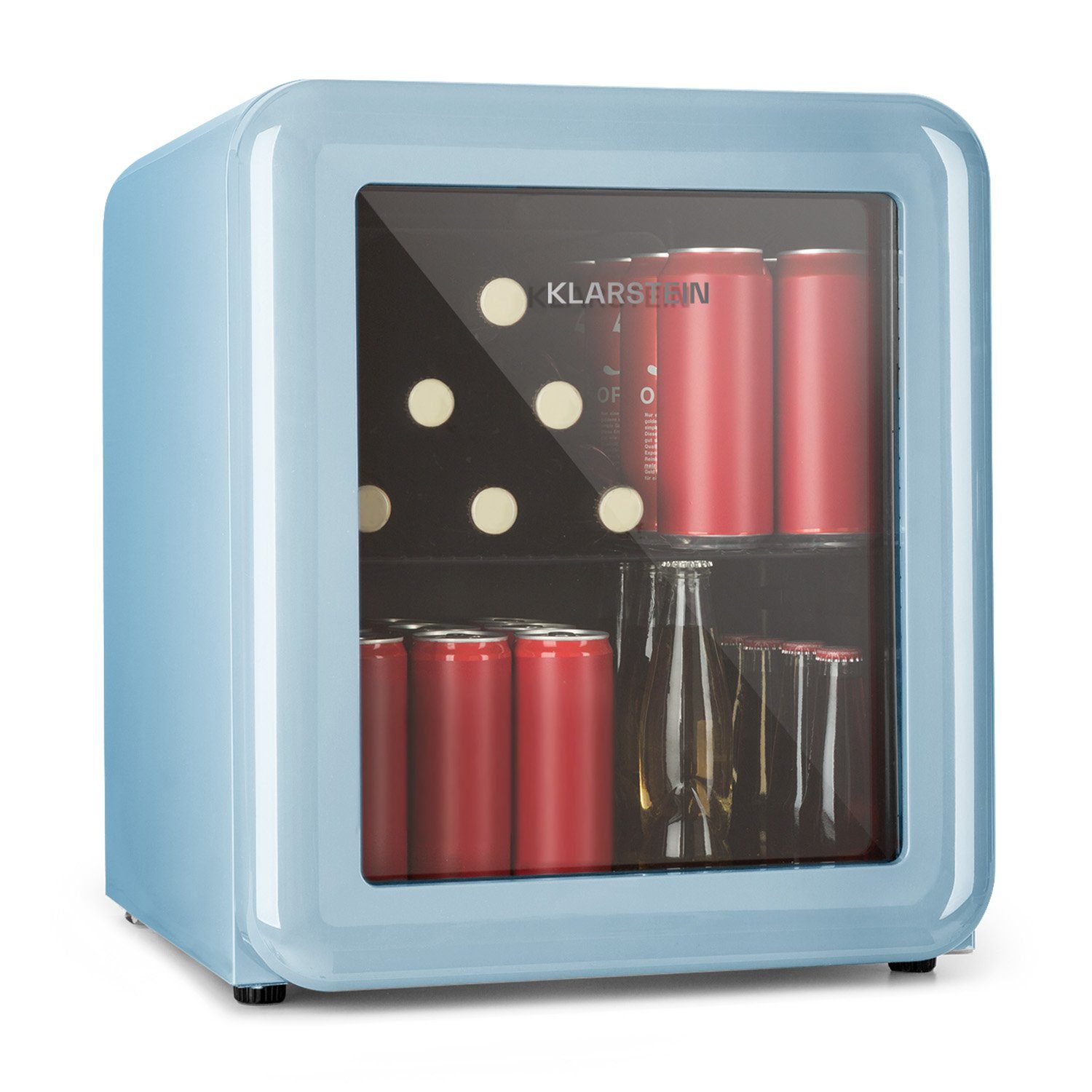 Klarstein Getränkekühlschrank HEA13-PopLife-48L 10040737, 47.5 cm hoch, 44 cm breit, Bierkühlschrank Getränkekühlschrank Flaschenkühlschrank mit Glastür
