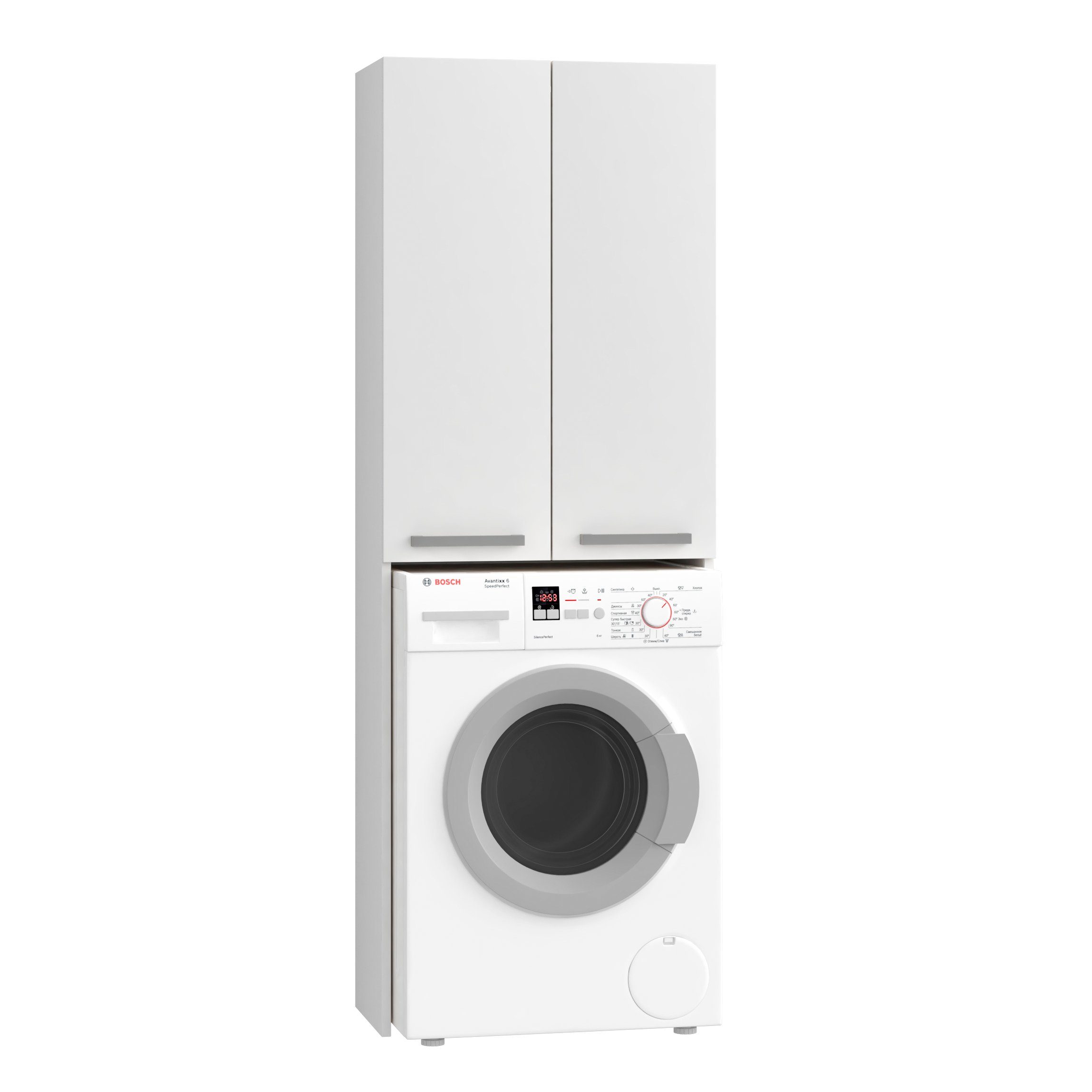 Home Collective Waschmaschinenumbauschrank Waschmaschinenschrank weiß, Hängeschrank Badschrank, Hochschrank Badregal, Waschmaschine Trockner WC 64x183x30 cm (B x H x T)